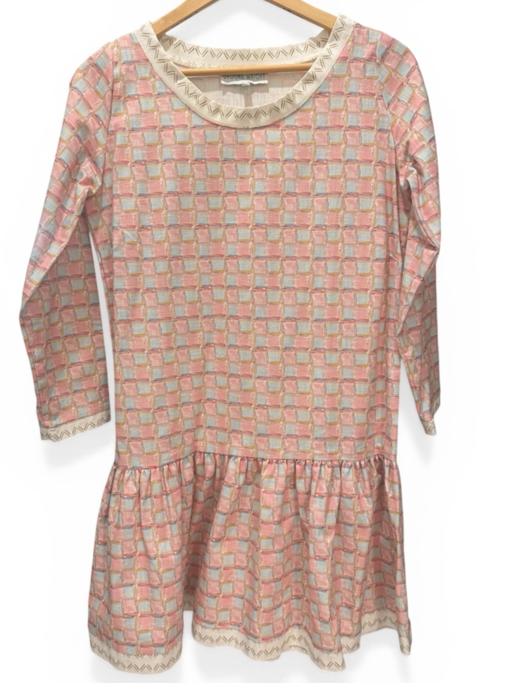 Pink Geometric Brooke Wright Drop-Waist Dress